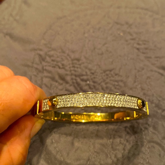 Gold tone Michael Kors crystal pane bangle bracelet. Great condition. - Picture 1 of 12